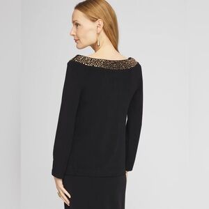 NWT Chico’s Travelers Rhinestone Scoop Back Black Midi Dress Size L